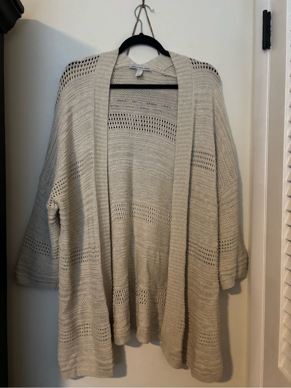 Autumn Cashmere Open-Knit Cream Drapey Cardigan